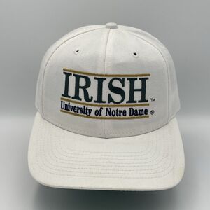 Vintage Notre Dame Fighting Irish Split Bar Snapback Hat Cap White Made In USA